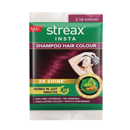 Streax Insta Shampoo Hair Colour 3.16 Burgundy